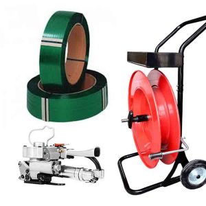 Kit de cerclage pneumatique AIR19 13-19 mm PET/PP avec feuillard PET 15,5 mm, chariot porte-feuillard